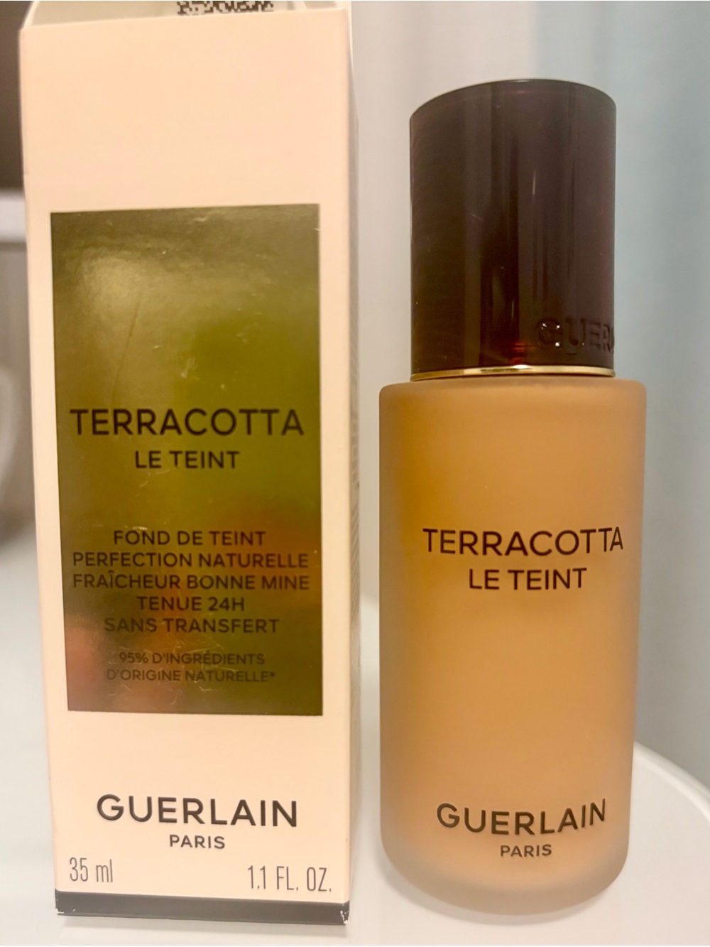 [$79] GUERLAIN 4.5N Terracotta Le Teint Glow Foundation - Neutral Beige Med-Dark